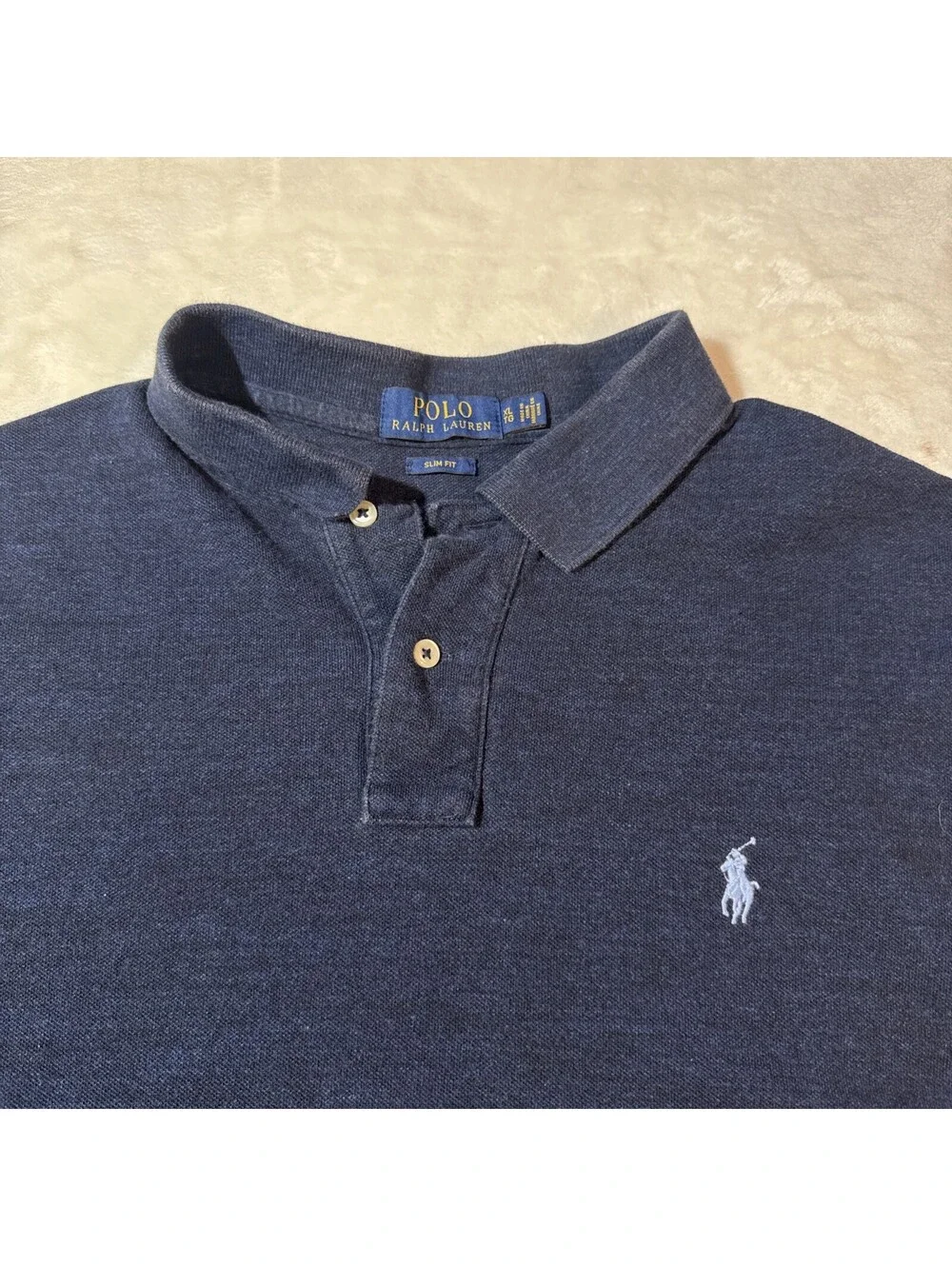 Polo Ralph Lauren Polo Shirt Mens XL Blue Slim Fit Pony Logo Golf Casual